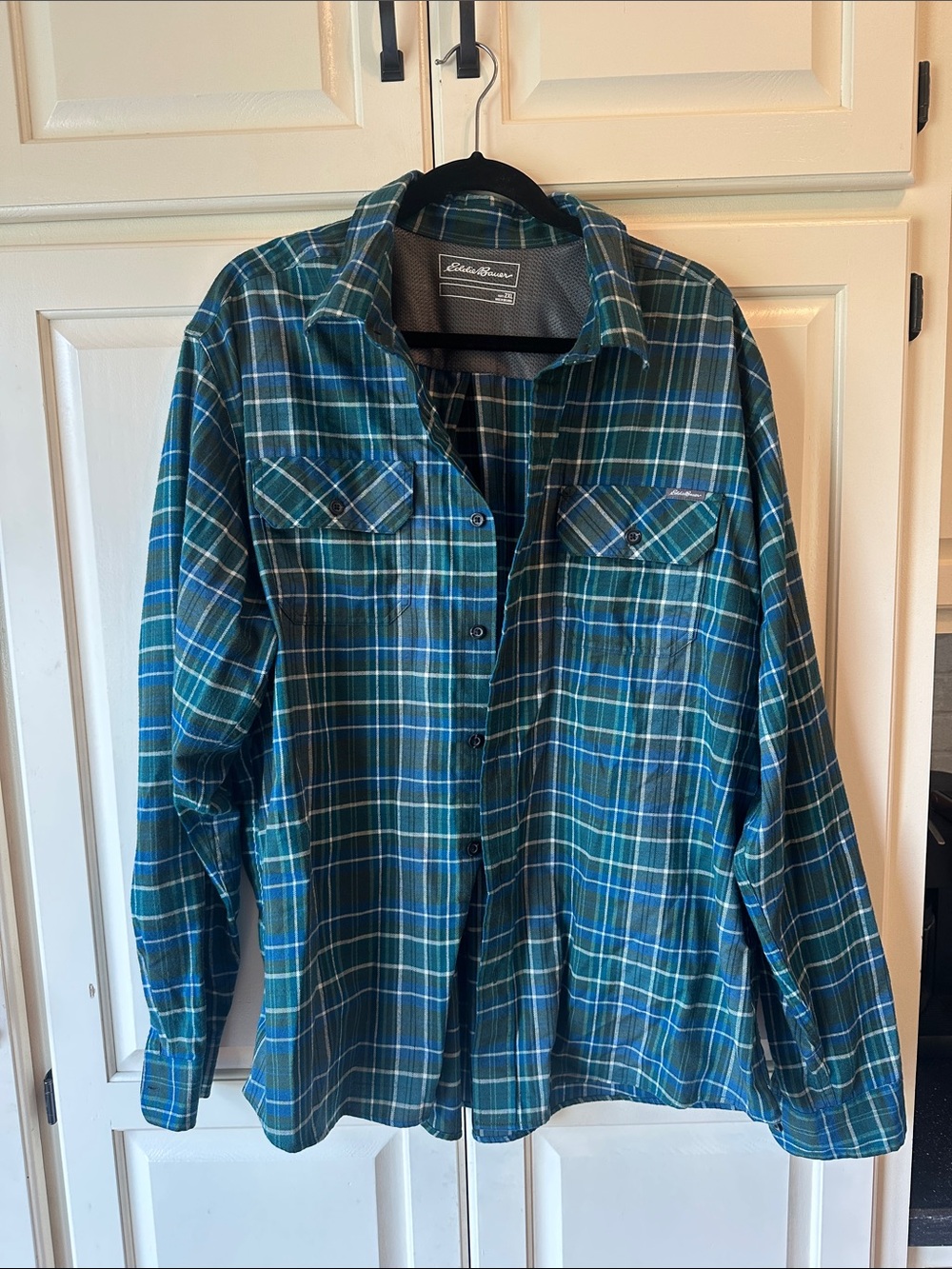 Eddie Bauer Teal & Blue Plaid Lightweight Shirt Jacket